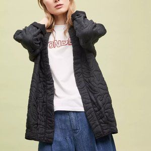 Anthropologie Quilted Kimono Jacket - X-Small, Charcoal Black